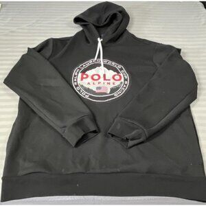 Polo Ralph Lauren Hoodie Mens XL Black Alpine World Cup Racing Patch Sweatshirt